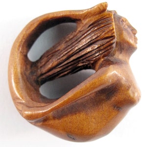 Circling Mermaid with Tail Fins Touching Her Head Ojime Bead