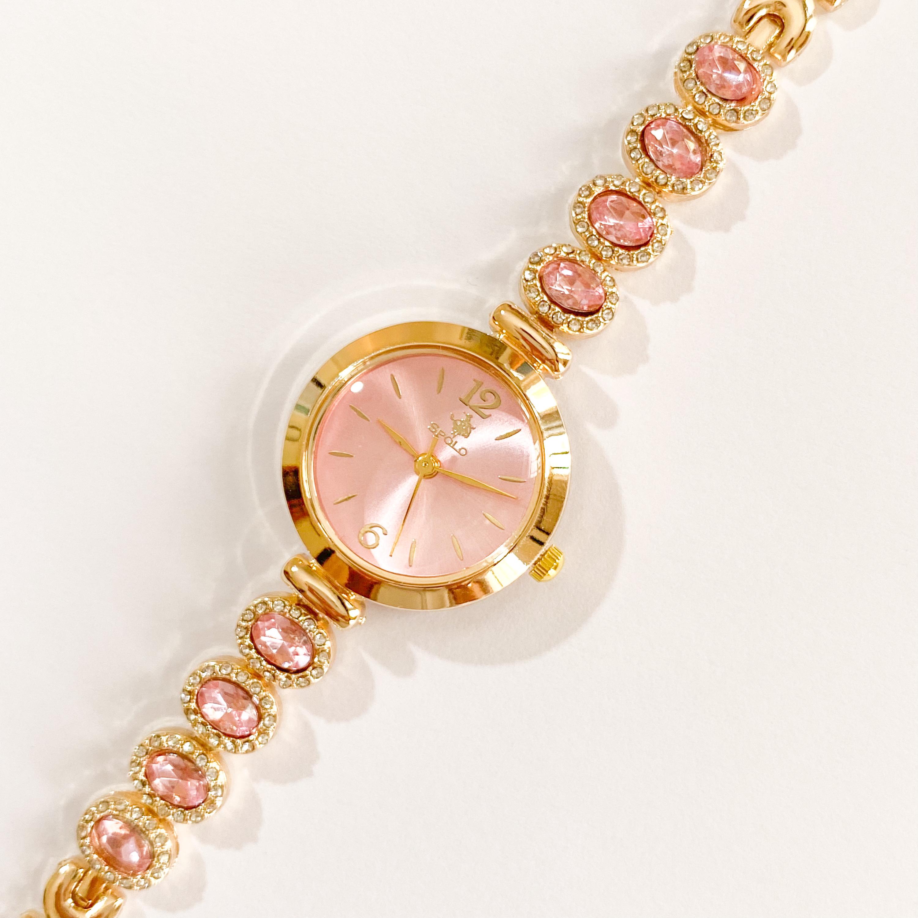 Gold Icy Princess Pink Bling Diamond Watch IceTime ROYAL Rose 34mm Ladies Rose Gold Steel Watch Iced  main image 2