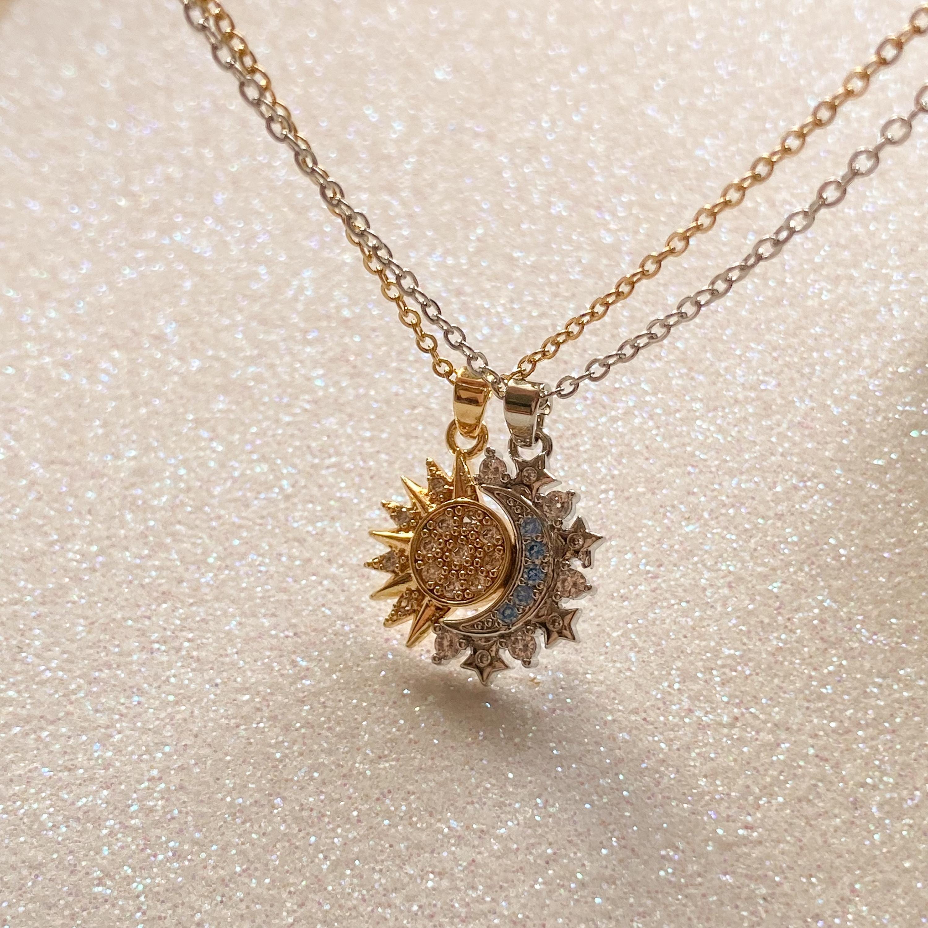 Sun & Moon Magnetic Couple Necklace, Celestial Jewelry - Etsy