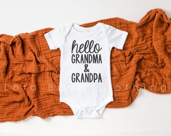 hello grandma and grandpa onesie