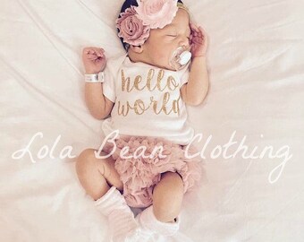 Baby Girl Coming Home Outfit Take Home Outfit Hello World Outfit Baby Girl Coming Home Outfit Take Home Outfit Hello World Outfit