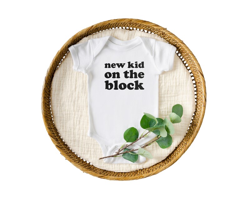 Pregnancy Reveal Onesie New Baby Gift Newborn Onesie New Kid on the Block Onesie