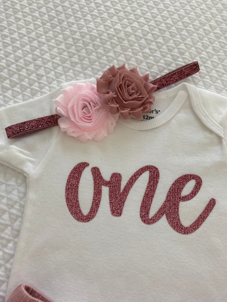 First Birthday Outfit, 1st birthday girl outfit, Cake Smash Outfit, 1st Birthday Outfit, Pink and dusty rose Gold Birthday image 8