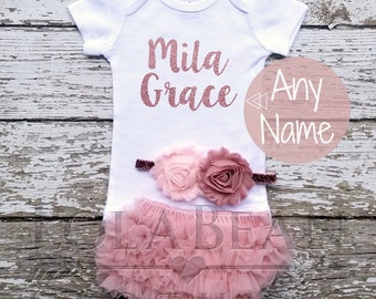 PREORDER Personalized Baby Girl Coming Home Outfit Baby Girl Clothes Hello World Newborn Outfit Girl Summer