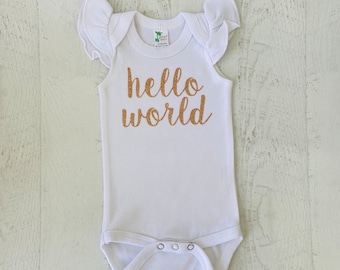 Baby Girl Coming Home Outfit Baby Girl Clothes Hello World Newborn Outfit Girl Summer Flutter Sleeve