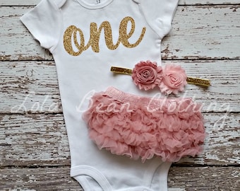 First Birthday Outfit, 1st birthday girl outfit, Cake Smash Outfit, 1st Birthday Outfit, Pink and Gold Birthday, First Birthday Photo Prop