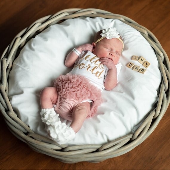 PREORDER Baby Girl Coming Home Outfit Baby Girl Clothes Hello