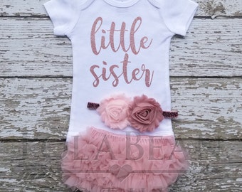 PREORDER newborn girl coming home outfit baby girl welcome home little sister spring summer