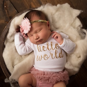 Newborn Girl Coming Home Outfit Baby Girl Clothes Hello World Going Home Outfit Summer image 8