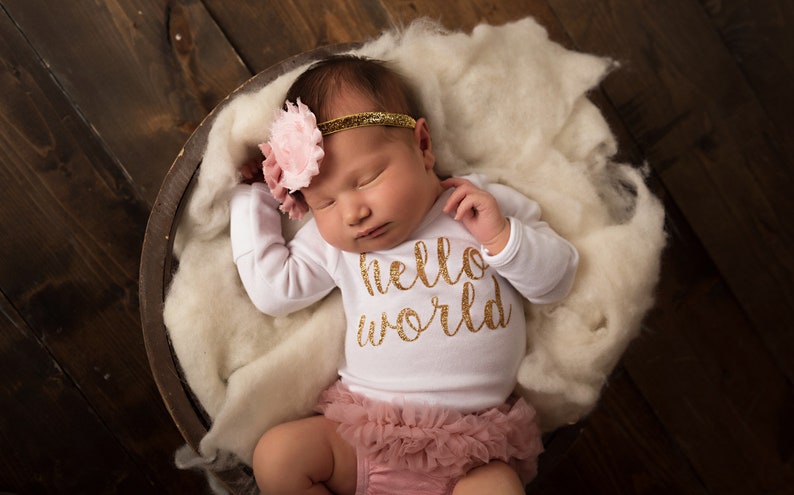 Newborn Girl Coming Home Outfit Baby Girl Clothes Hello World Going Home Outfit Summer image 8