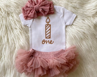 PREORDER First birthday outfit girl 1st birthday baby girl pink and gold birthday one tutu bloomers cake smash