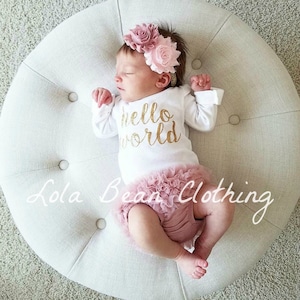 PREORDER Baby Girl Coming Home Outfit Baby Girl Clothes Hello World Newborn Outfit Girl Summer image 3