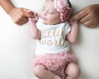 Baby Girl Coming Home Outfit Baby Girl Clothes Hello World Newborn