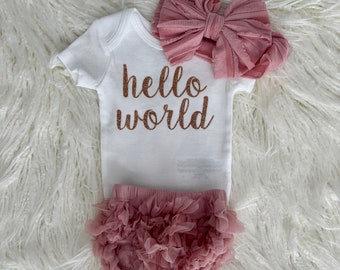 Newborn Girl Coming Home Outfit Baby Girl Clothes Hello World Summer