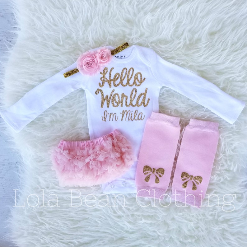 Newborn Girl Coming Home Outfit Baby Girl Clothes Personalized Newborn Outfit Baby Girl Outfits Baby Girl Coming Home Outfit