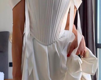 White Corset Wedding Dress: Custom Fairy Bustier Top