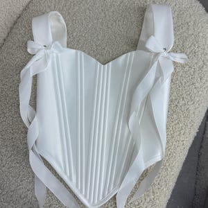 White Satin Corset Top: Fairy Wedding Bustier, Renaissance Style