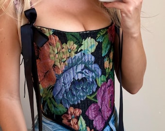 Reversible Tapestry Corset Top: Renaissance Plus Size Bustier