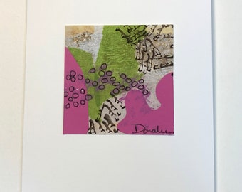 Original Collage blank note card featuring handmade papers, original art.