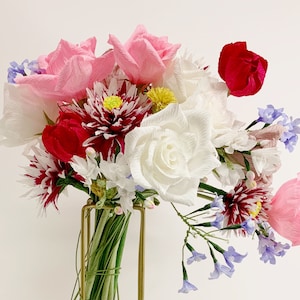 Paper Flower Bouquet Paper Anniversary Paper Gifts Stemmed Paper Flowers  Gift Ideas 