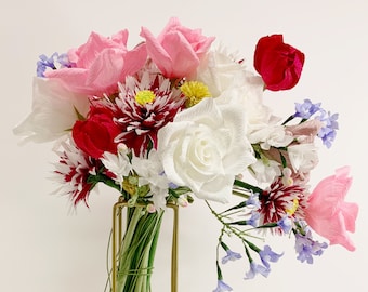 Custom Crepe Paper Flower Wedding Bouquet-Anniversary Bouquet-Home Decor-Paper Flowers-Custom Wedding Bouquet-Wedding Bouquet Replica