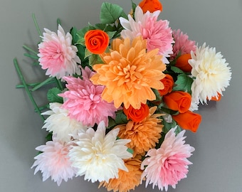 Crepe Paper Flower Stems-Mums-Daffodils-Peonies-Carnations-Roses-Paper flower Bouquets- Custom floater stems-Custom Wedding Bouquets