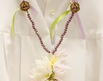 Crepe Paper Wildflower and Ribbon Lei-Graduation Lei-Wedding Lei-Birthday Lei-Paper Flower Lei