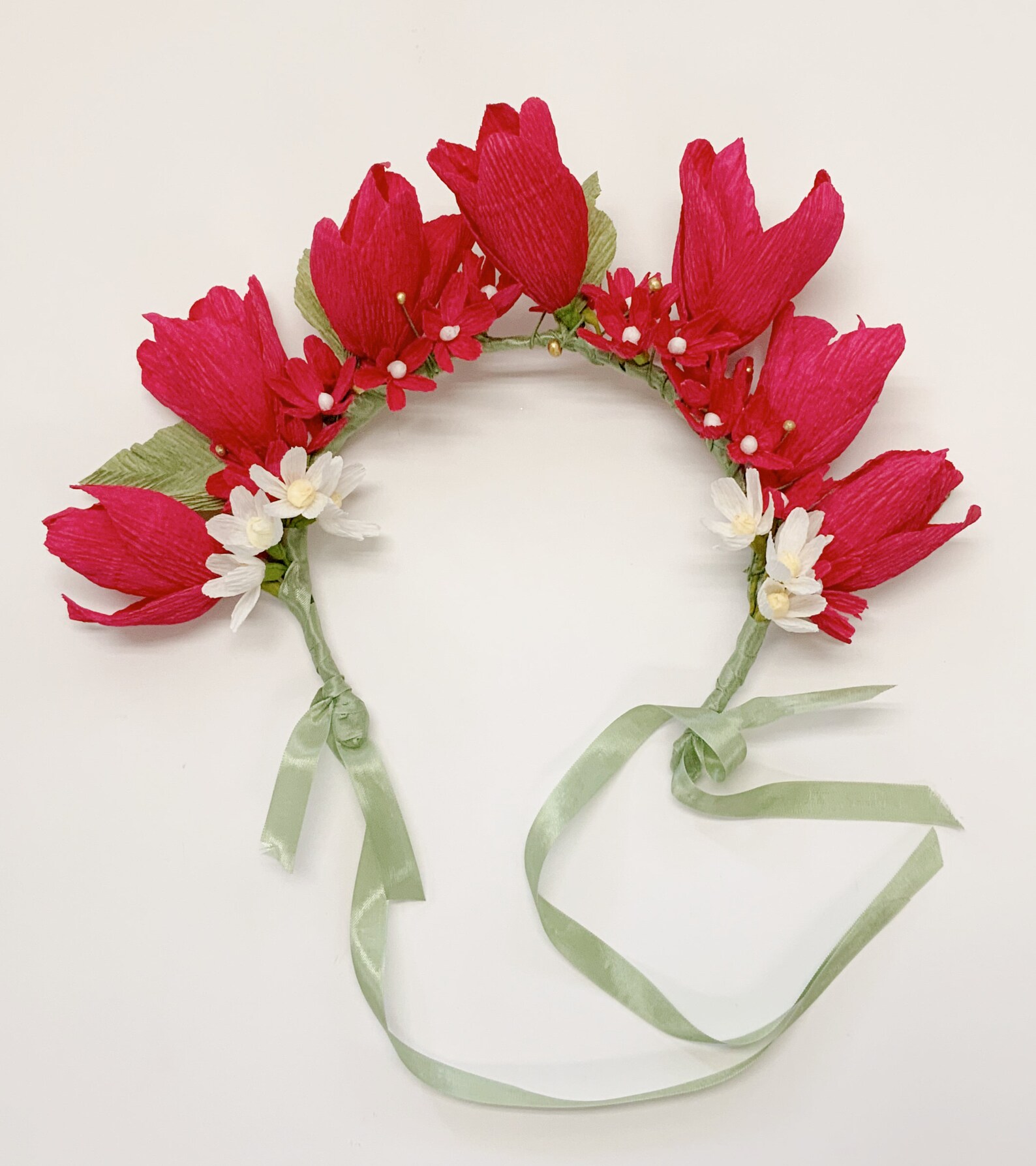 Crepe Paper Flower Crown Floral Headpiece wedding Flower Etsy