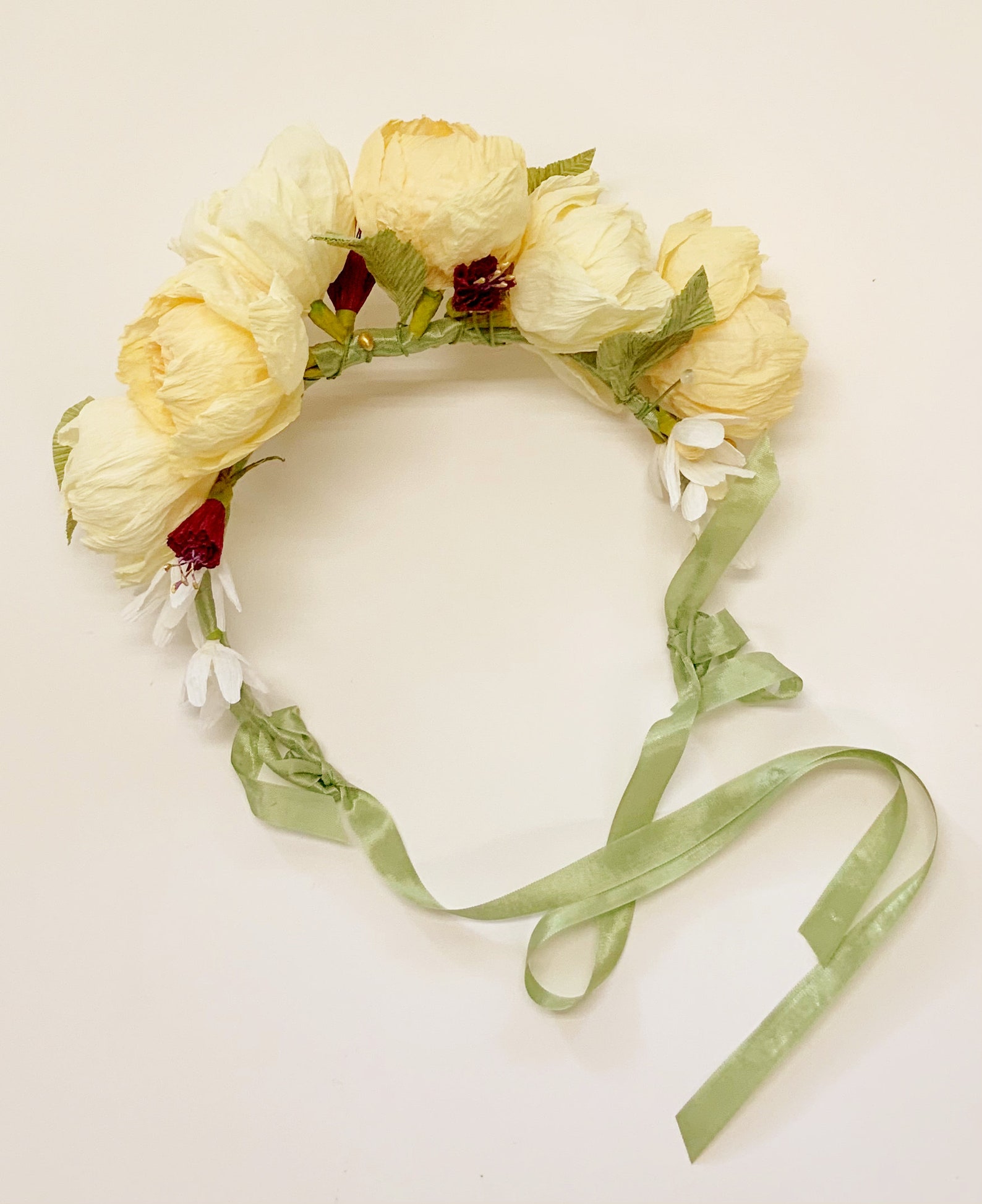 Crepe Paper Flower Crown Floral Headpiece wedding Flower Etsy