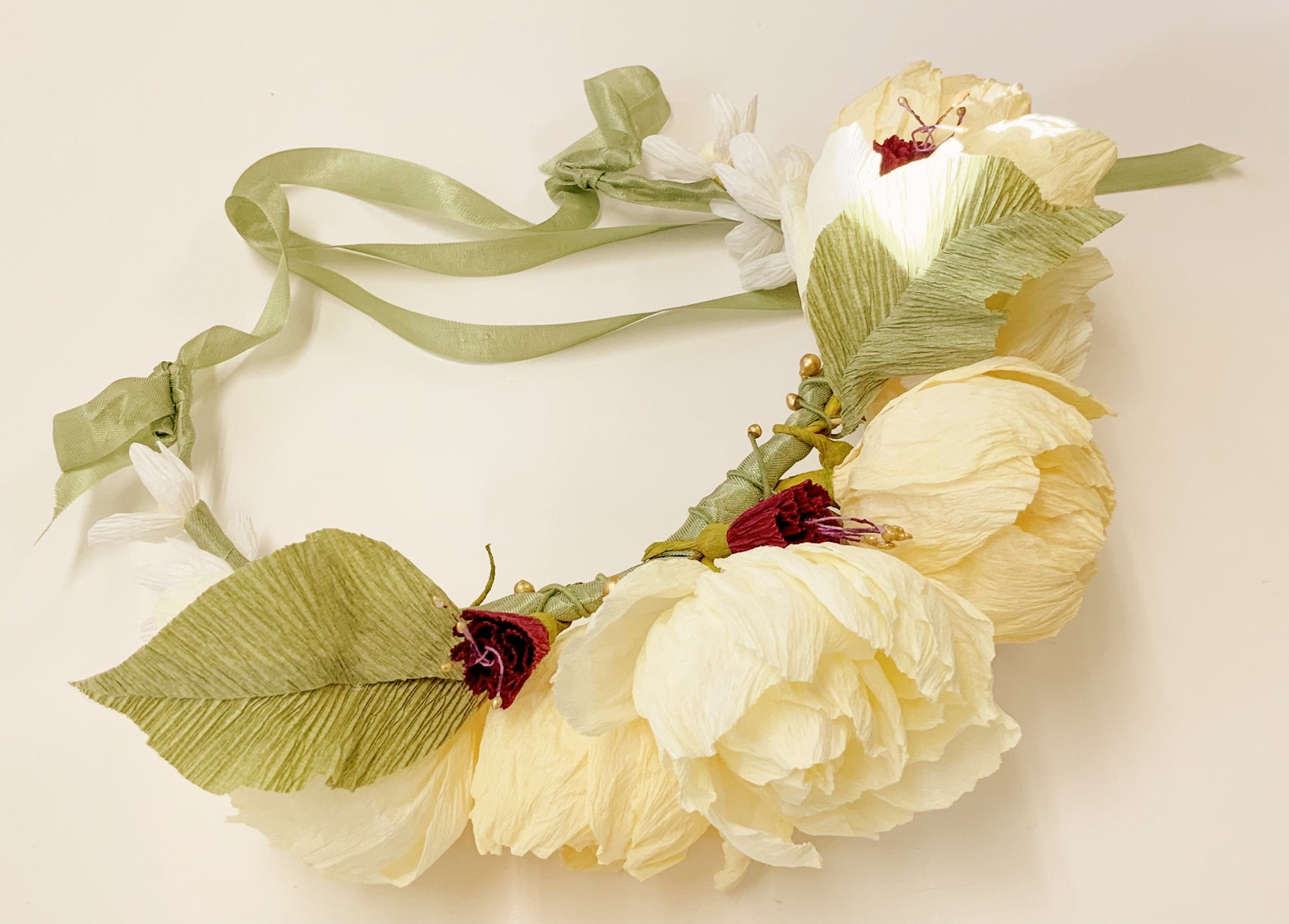 Crepe Paper Flower Crown Floral Headpiece wedding Flower Etsy