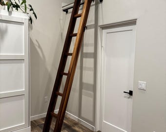 Custom Walnut Folding Loft Ladder | Space-Saving Tiny House Design