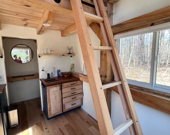 Custom Douglas Fir Folding Loft Ladder – Space Saving, Tiny House Design