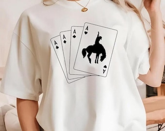 Ace Card Cowboy Shirt, Playing Card Shirt, Poker Card Games Shirt, Country Style Sweatshirt, Western Gifts for Women, Disco Cowgirl Shirt