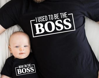 Conjunto de camisas a juego para padres y bebés: Antes era el jefe, ahora soy el jefe, conjunto divertido para nuevos padres, camisa de mamá y yo, camisa a juego de papá y yo.