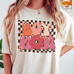 Checkers Boy Mama Shirt, Retro Boy Mama Shirt, Vintage Boy Mama Tee, Boy Mom Club Shirt, Mom of Boys TShirt,Mother's Day Gift,Mom Life Shirt