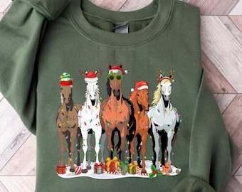 Horse Christmas Sweatshirt, Western Christmas Horse Shirt, Womens Christmas Sweater, Funny Christmas Shirt, Horse Lover Gift,Holiday Sweater