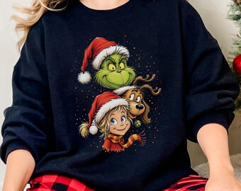 Grinchen jultröja, Cindy Lou Who-tröja, Max Holiday-tröja, Whoville-juloutfit, Grinchenpresent till henne