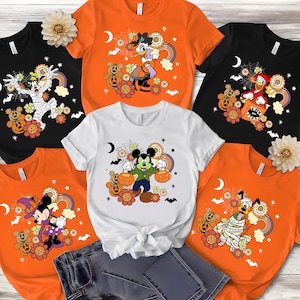 Disney Halloween Shirt | Mickey Minnie Goofy Donald Daisy Fall Shirt | Cute Pumpkin Ghost Bat Moon T-shirt | Not So Scary Park Outfit