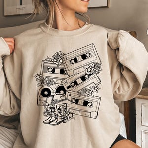 Retro Cassette Tape Sweatshirt, Cassette Tape Shirt, Country Music Tee, Country Concert Gift for Women, 90s Country Music Nashville Shirt