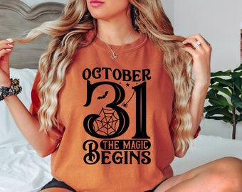 October 31st the magic begins halloween shirt, halloween party shirt, halloween costume, retro halloween shirt, witchy shirt, scream shirt