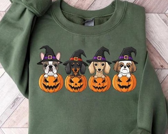 Hund Halloween-tröja | Häxhatt-t-shirt för hundar | Pumpa-hundkläder | Tax fransk bulldogg Shih Tzu-present | Läskig husdjursälskare-tröja