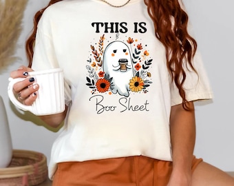 This is Boo Sheet Floral Cute Ghost Shirt, Halloween ghost sweatshirt, Funny Halloween Shirt, Spooky Season Shirt, Boo Shirt,Halloween Party