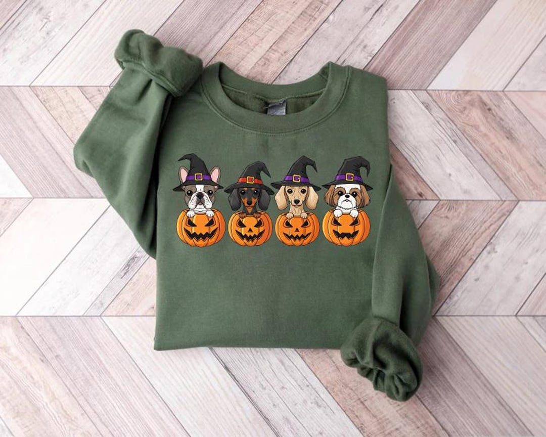 Dog Halloween Sweatshirt | Witch Hat Dogs T-shirt | Pumpkin Dogs ...