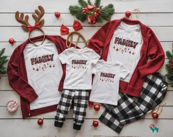 Personalized Family Christmas Shirts, Custom Last Name Holiday Outfit, Matching Plaid Pajama Set, Festive Group Gift