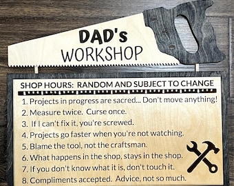 Vatertag Workshop Kunst SVG-Format, perfektes Geschenk für ihn am Vatertag für seine Männerhöhle, Garage oder Werkstatt. Digitales Design für DIY Dad