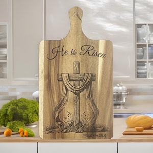 Tagliere a croce di Pasqua SVG / tagliere per salumi file laser - Design rustico per incisione laser