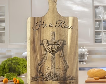 Easter Cross Cutting Board SVG / charcuterie Board laser file - Rustic design for laser engraving