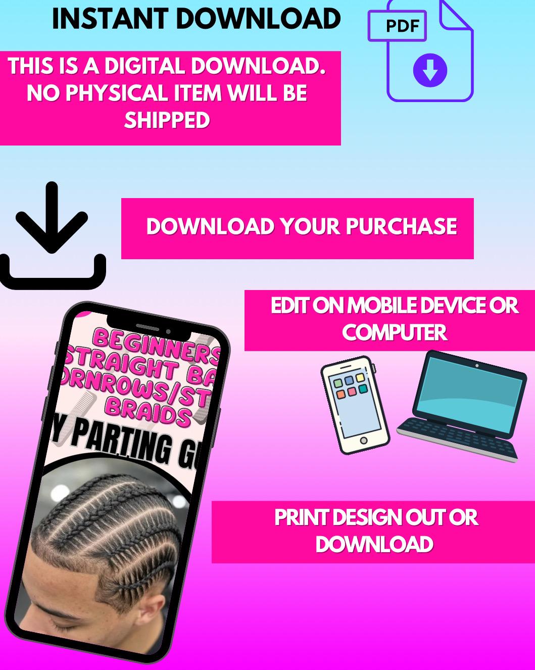 Corn Rows Tamplet Beginner Cornrows Parting Guide E-book Template – Easy-to-follow Hair ...