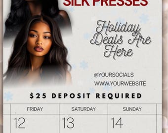 Christmas Hair & Beauty Booking Flyer,Digital Download Edit in Canva