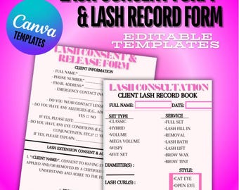 Lash Client Record & Consent Form, Printable Lash Tech Template, Lash Tech Consent Form